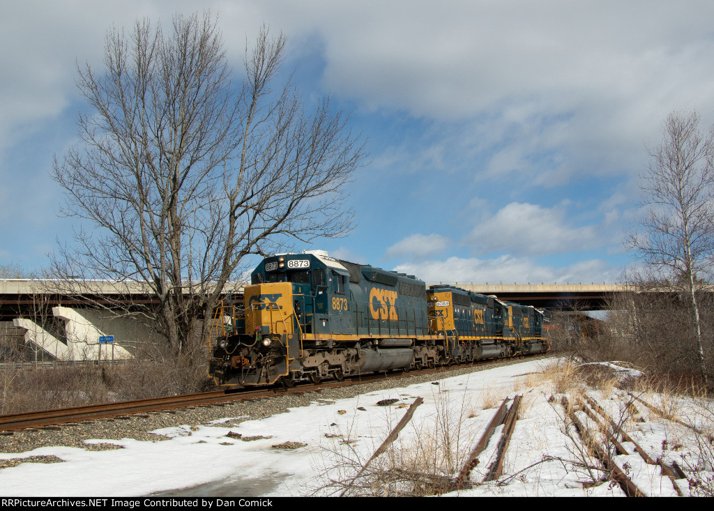 CSXT 8873 Leads L070 at Allied Rd. in Auburn, ME